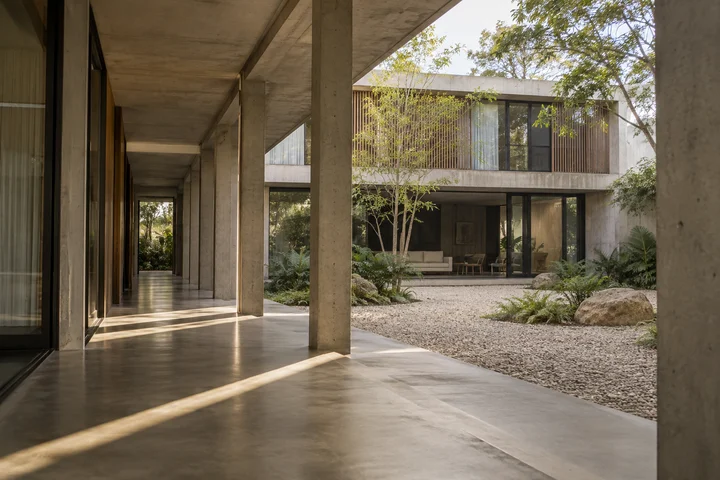 Conceptual concrete architecture with a clear view of structure and context